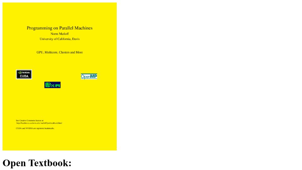 Screenshot of heather.cs.ucdavis.edu: Programming on Parallel Machines; GPU, Multicore, Clusters and More