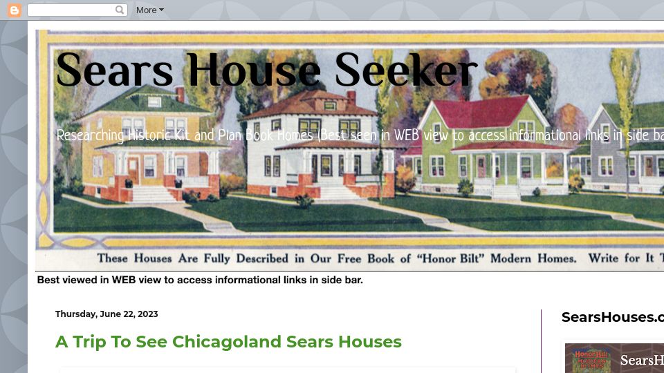 Screenshot of searshouseseeker.com: A trip to see Chicagoland Sears houses