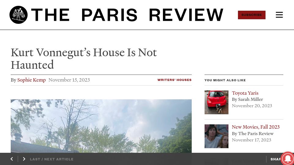 Screenshot of theparisreview.org: Kurt Vonnegut's House Is Not Haunted