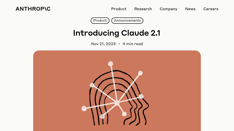 Screenshot of anthropic.com: Claude 2.1