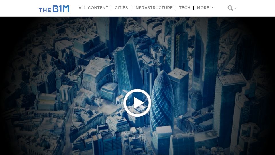 Screenshot of theb1m.com: Tech-Company Is Building Photorealistic Models of Cities Around the World