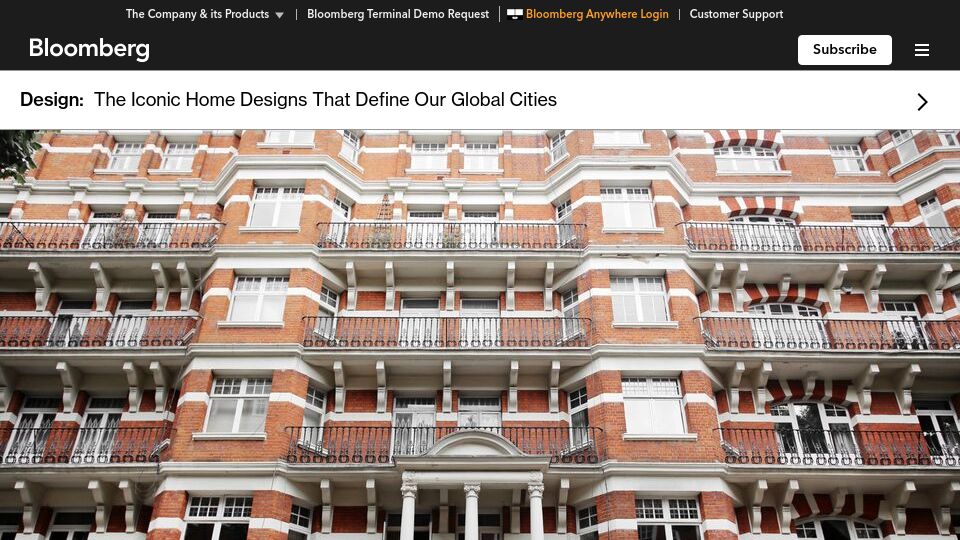 Screenshot of bloomberg.com: Mansion blocks filled London with stacks of flats