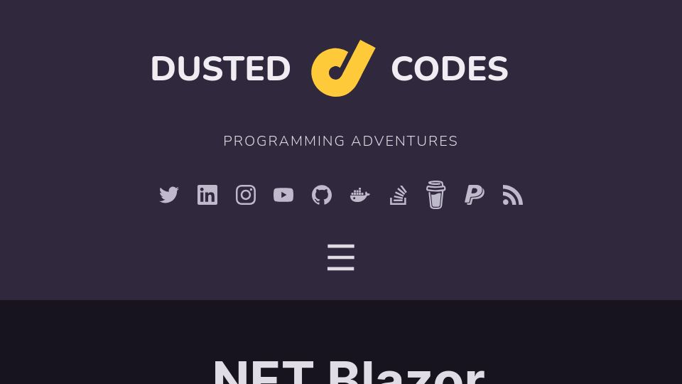 Screenshot of dusted.codes: .NET Blazor
