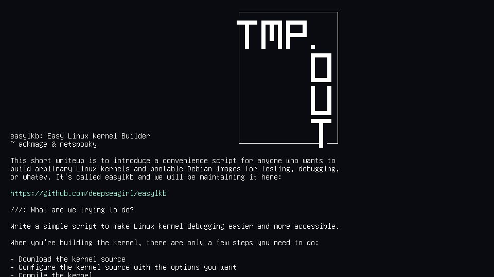 Screenshot of tmpout.sh: Easylkb: Easy Linux Kernel Builder