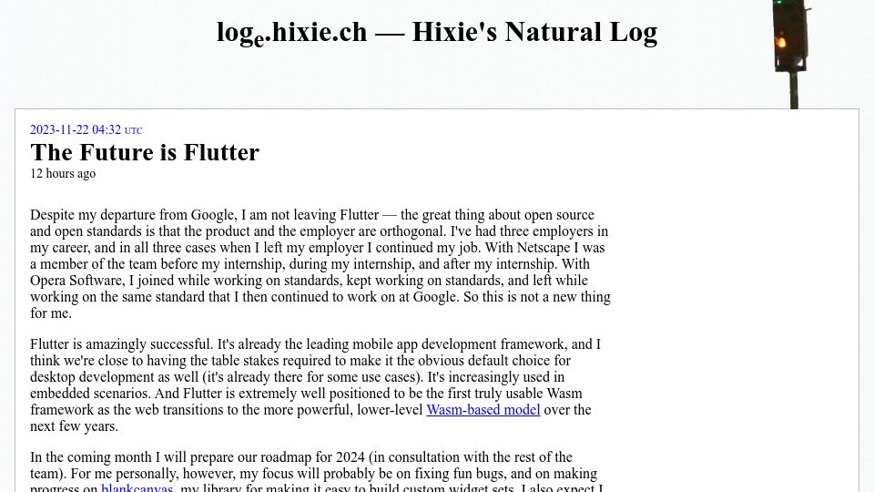 Screenshot of ln.hixie.ch: Reflecting on 18 Years at Google