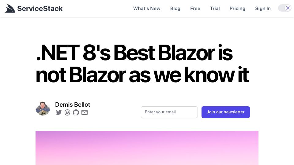 Screenshot of servicestack.net: .NET 8's Best Blazor is not Blazor as we know it