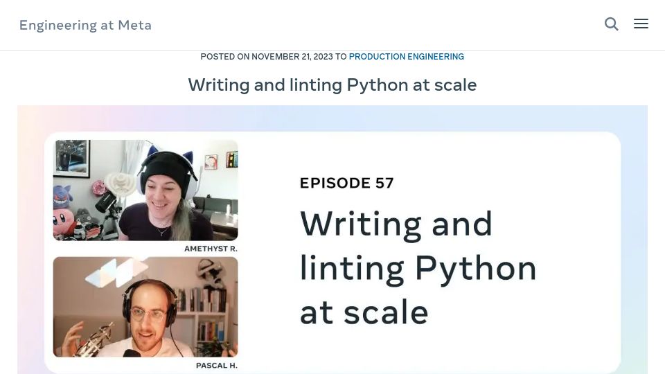 Screenshot of engineering.fb.com: Writing and linting Python at scale