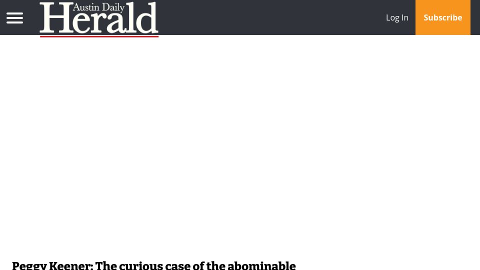 Screenshot of austindailyherald.com: The curious case of the abominable shower