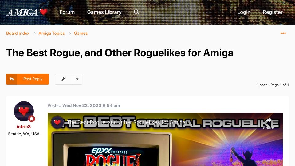 Screenshot of amigalove.com: Rogue, and other roguelikes for Amiga