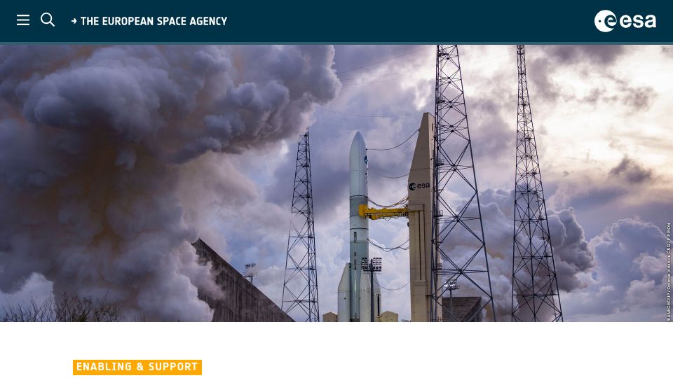 Screenshot of esa.int: ESA’s new Ariane 6 rocket passed a major full-scale rehearsal
