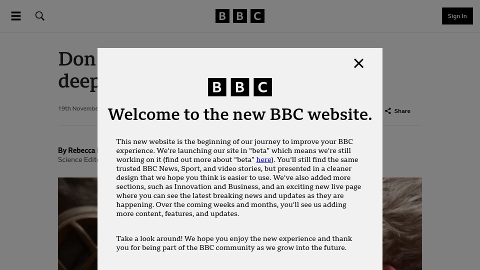 Screenshot of bbc.com: Don Walsh: The man who made the deepest ever dive