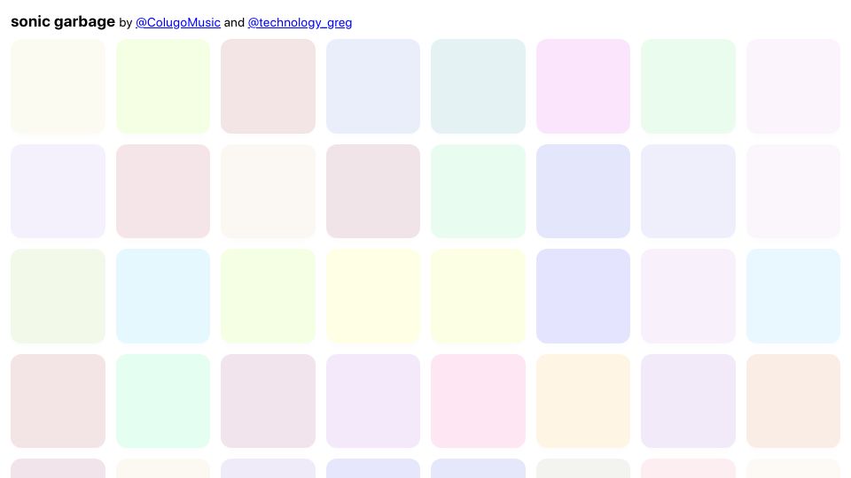 Screenshot of sonicgarbage.greg.technology: Show HN: Sonic Garbage