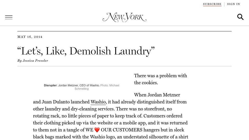 Screenshot of nymag.com: Silicon Valley's Laundry-App Race (2014)