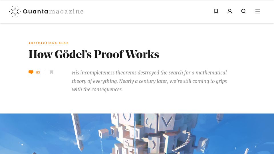 Screenshot of quantamagazine.org: How Gödel's proof works (2020)
