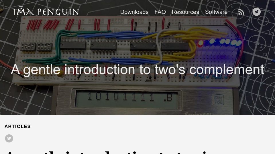 Screenshot of imapenguin.com: A gentle introduction to two's complement