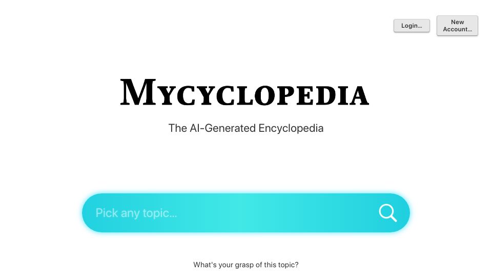 Screenshot of mycyclopedia.co: Show HN: An AI-Generated Encyclopedia
