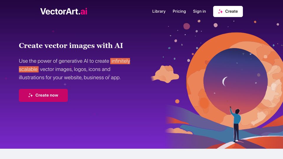 Screenshot of vectorart.ai: Show HN: AI Generated SVG's