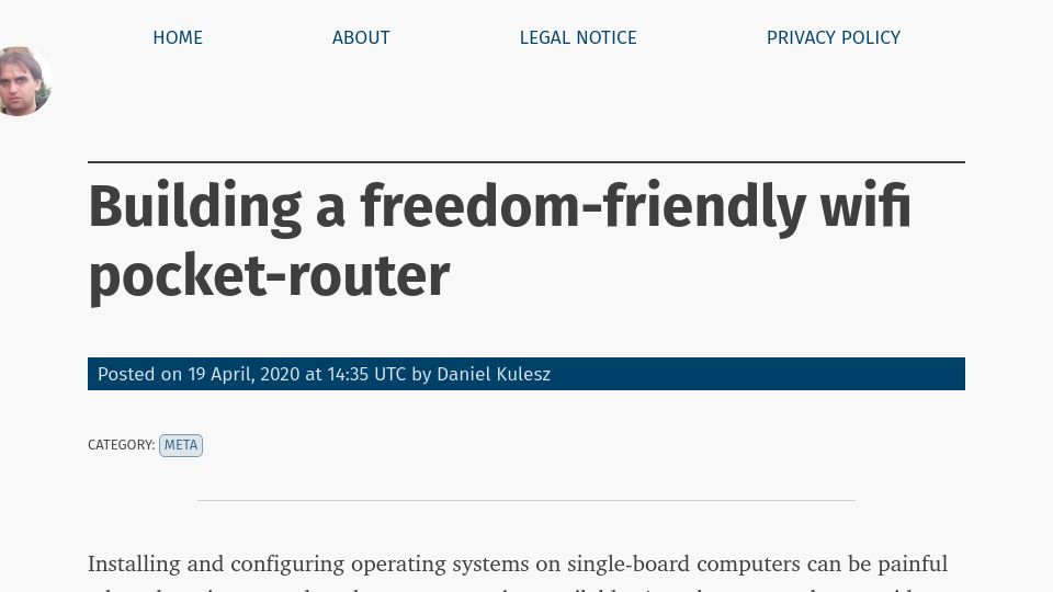 Screenshot of kulesz.me: Building a freedom-friendly WiFi pocket-router (2020)