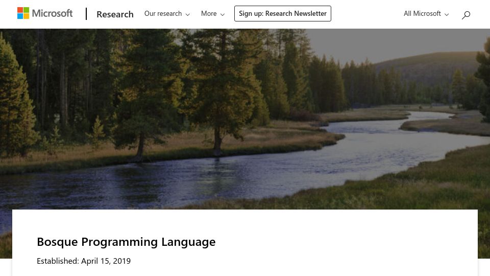 Screenshot of microsoft.com: Bosque Programming Language