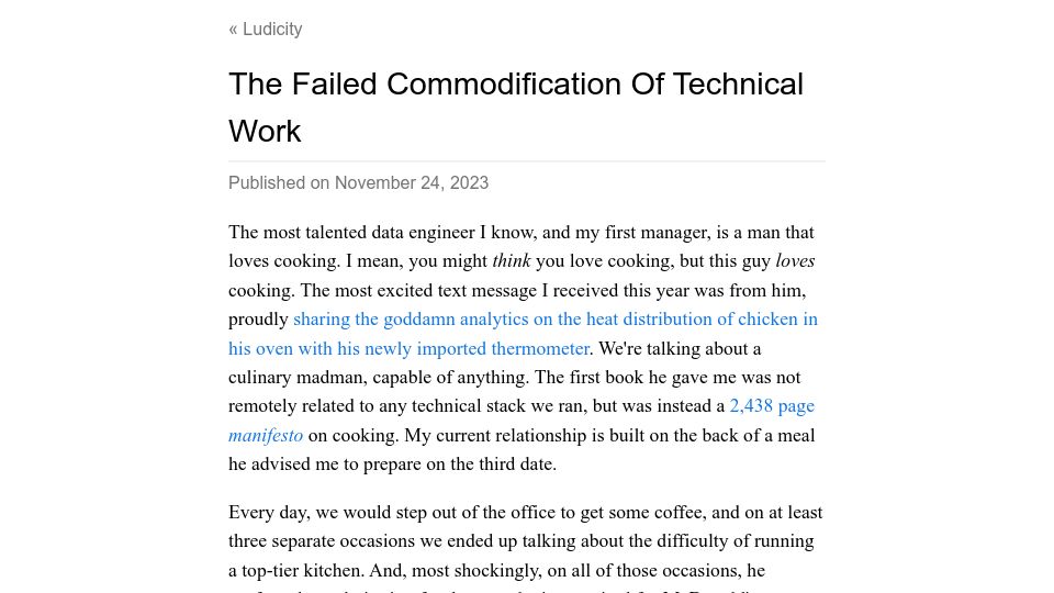 Screenshot of ludic.mataroa.blog: The Failed Commodification of Technical Work