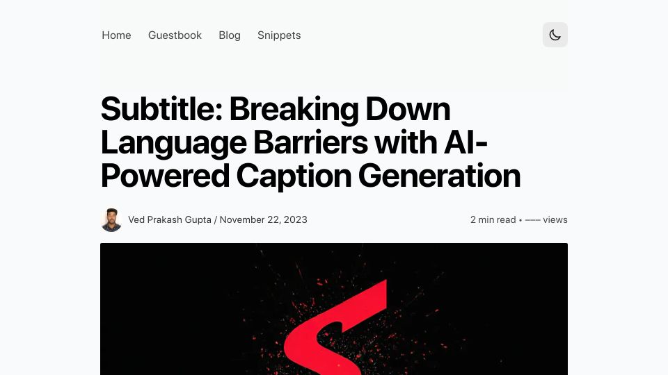 Screenshot of vedgupta.in: Subtitle is now open-source
