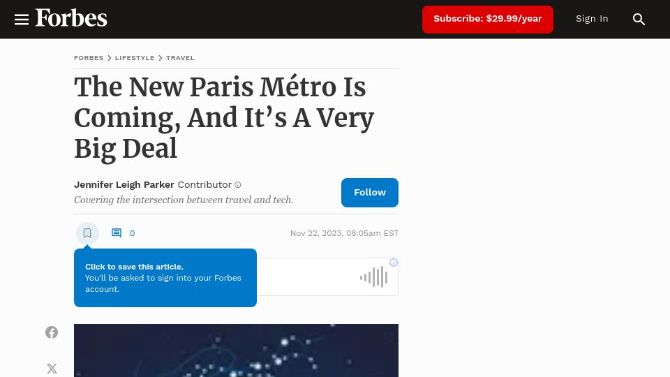 Screenshot of forbes.com: The new Paris métro