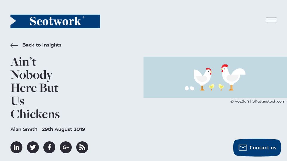 Screenshot of scotwork.co.uk: Ain't Nobody Here but Us Chickens (2019)