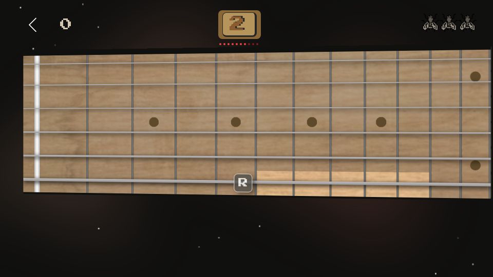 Screenshot of fretboardfly.com: Show HN: A game to memorize scale degrees on the guitar fretboard