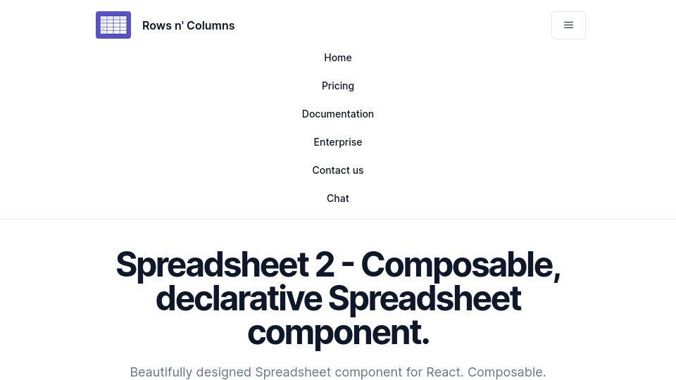 Screenshot of rowsncolumns.app: Show HN: React Spreadsheet 2