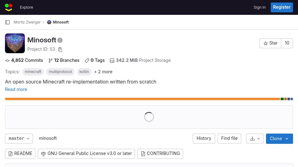 Screenshot of gitlab.bixilon.de: Minosoft: Open-source Minecraft client, written from scratch