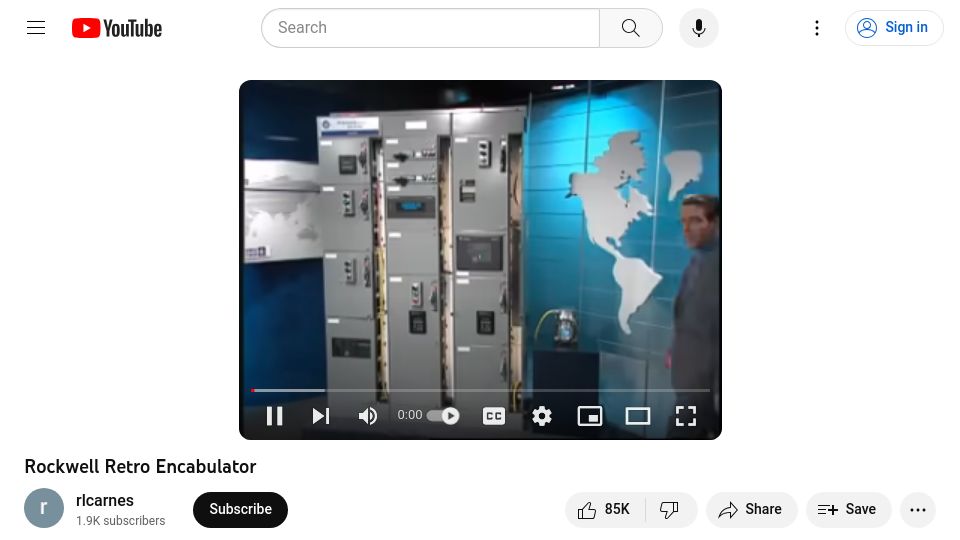 Screenshot of youtube.com: Rockwell Retro Encabulator [video]