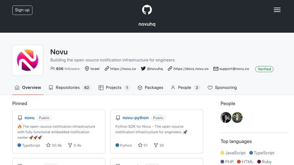 Screenshot of github.com: Show HN: An open-source notification infrastructure