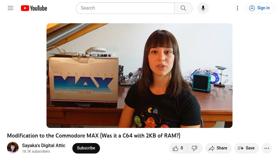 Screenshot of youtube.com: Modification to the Commodore MAX [video]