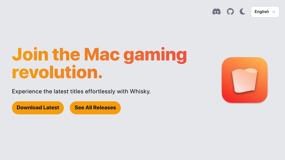 Screenshot of getwhisky.app: Whisky: Wine supercharged with the power of Apple's game porting toolkit