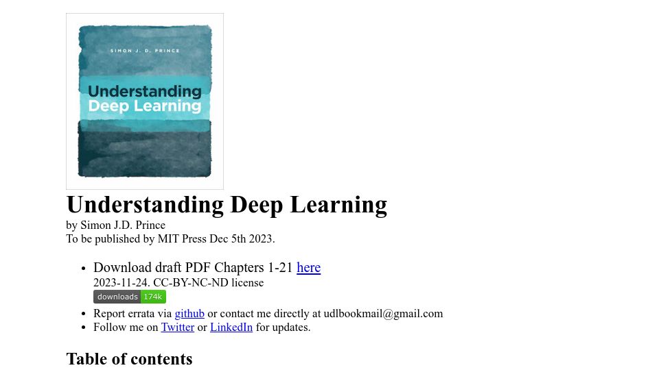 Screenshot of udlbook.github.io: Understanding Deep Learning
