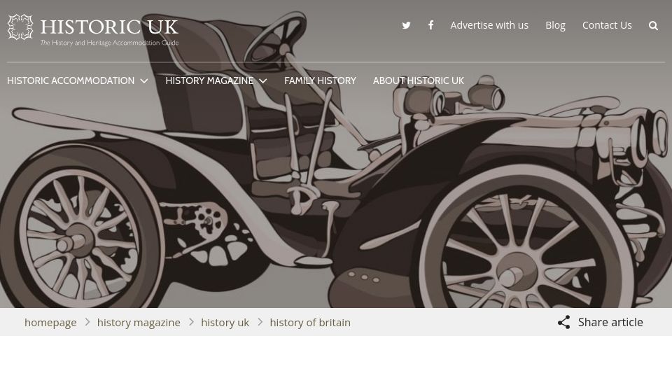 Screenshot of historic-uk.com: Walter Arnold and the first speeding ticket