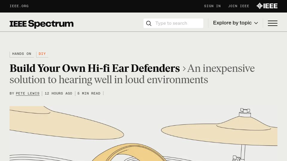 Screenshot of spectrum.ieee.org: Build your own hi-fi ear defenders