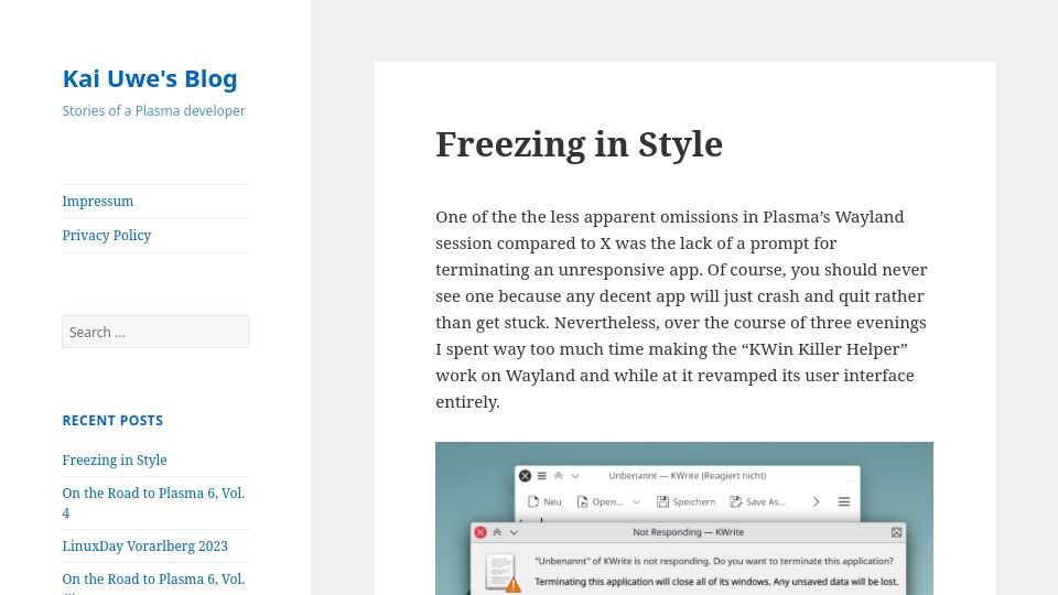Screenshot of blog.broulik.de: Freezing in style