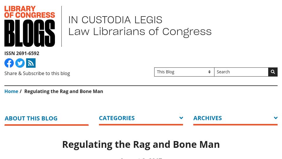 Screenshot of blogs.loc.gov: Regulating the Rag and Bone Man (2017)