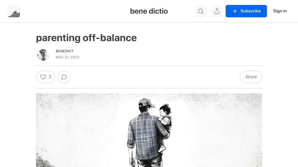 Screenshot of benexdict.io: Parenting Off-Balance