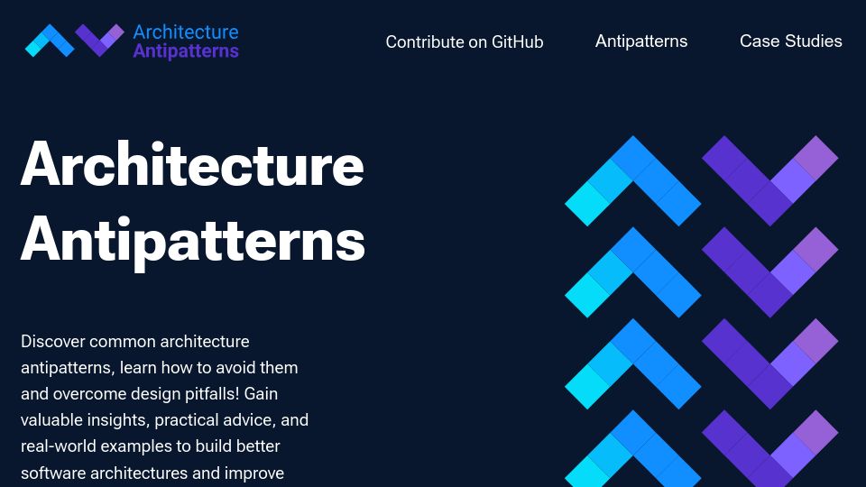 Screenshot of architecture-antipatterns.tech: Architecture Antipatterns