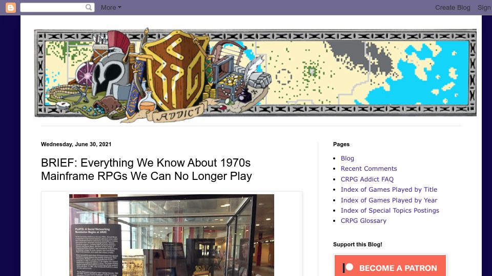 Screenshot of crpgaddict.blogspot.com: Everything We Know About 1970s Mainframe RPGs We Can No Longer Play