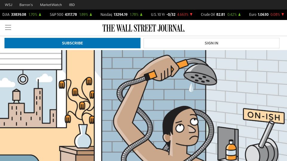 Screenshot of wsj.com: Why can't hotels make showers easier?