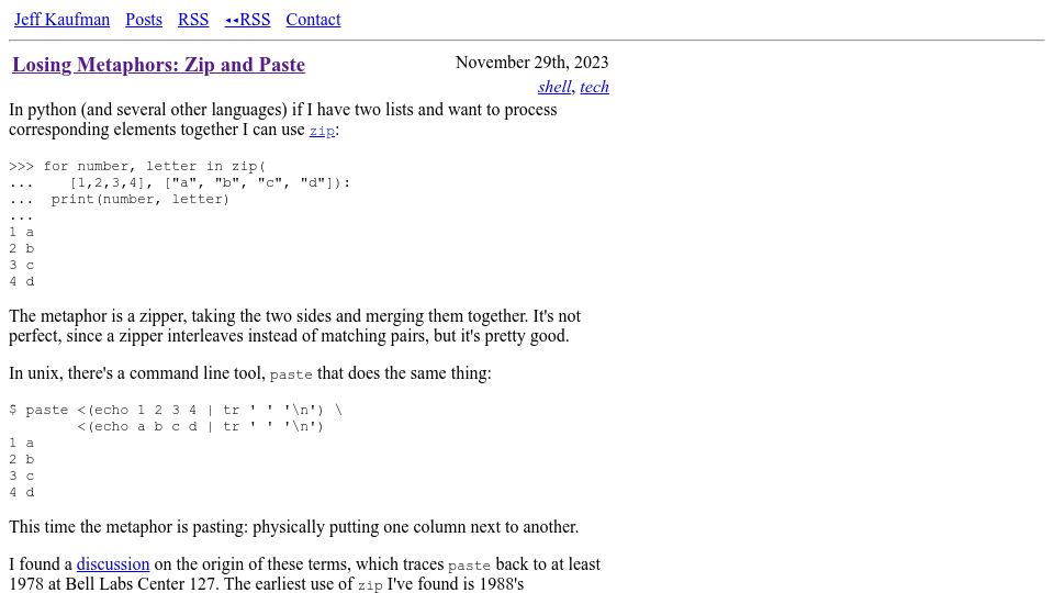 Screenshot of jefftk.com: Losing Metaphors: Zip and Paste