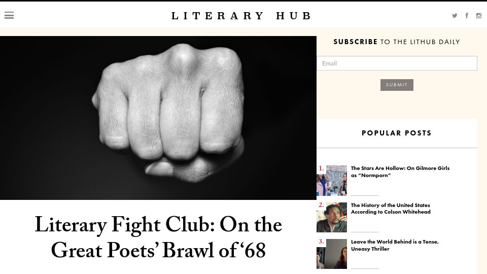 Screenshot of lithub.com: Literary Fight Club: On the Great Poets' Brawl of '68