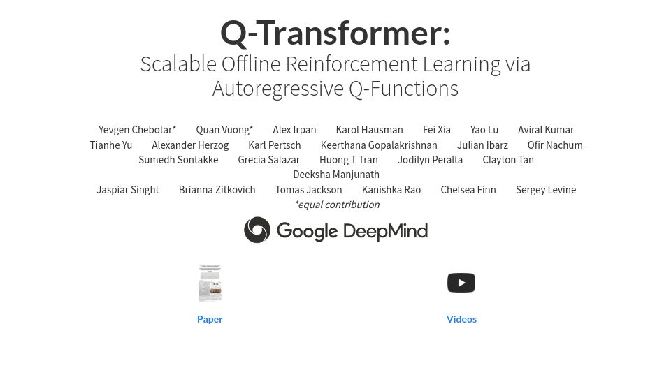 Screenshot of qtransformer.github.io: Q-Transformer
