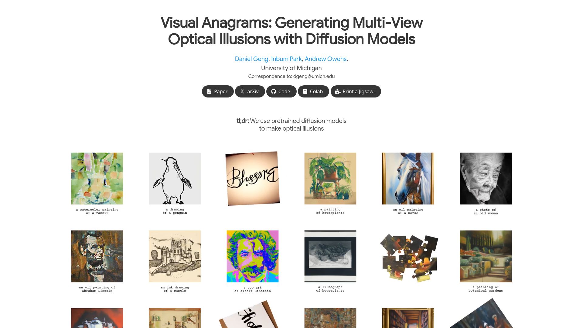Screenshot of dangeng.github.io: Visual Anagrams: Generating optical illusions with diffusion models