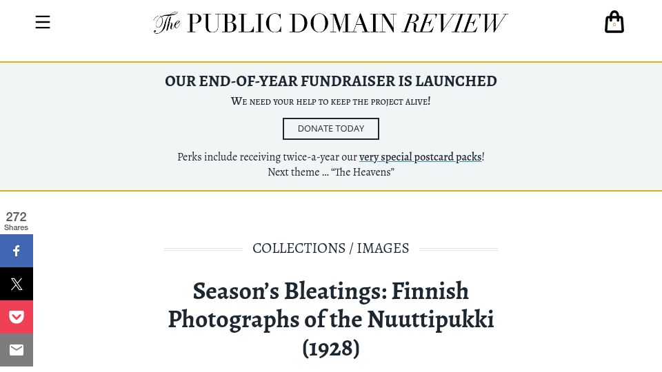Screenshot of publicdomainreview.org: Season's Bleatings: Finnish Photographs of the Nuuttipukki (1928)