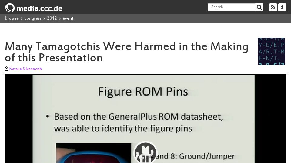 Screenshot of media.ccc.de: Many Tamagotchis were harmed in the making of this presentation (2012) [video]