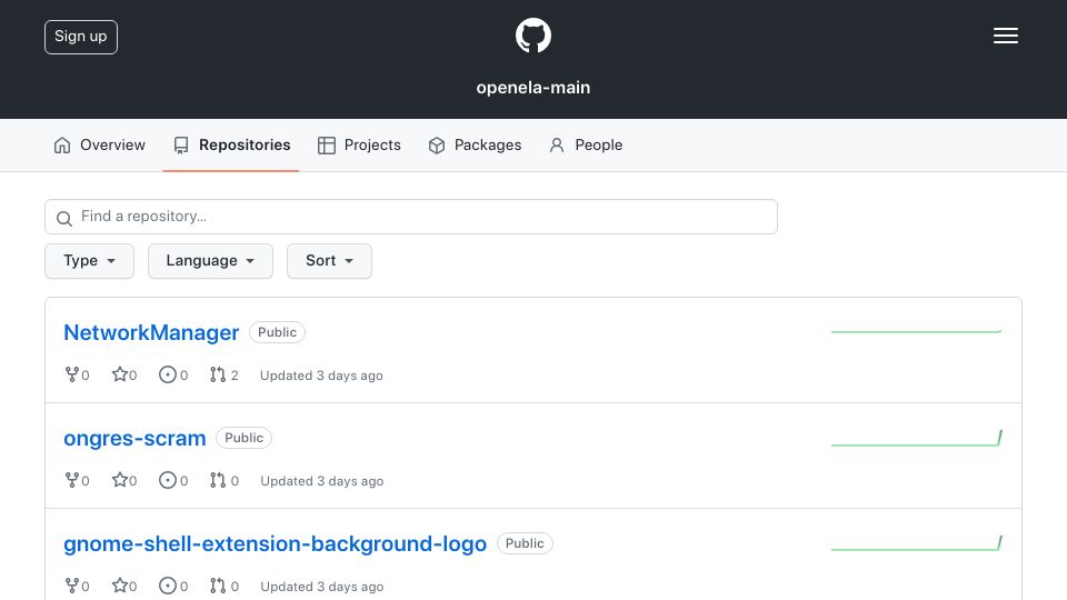 Screenshot of github.com: OpenELA releases redhat source code on github